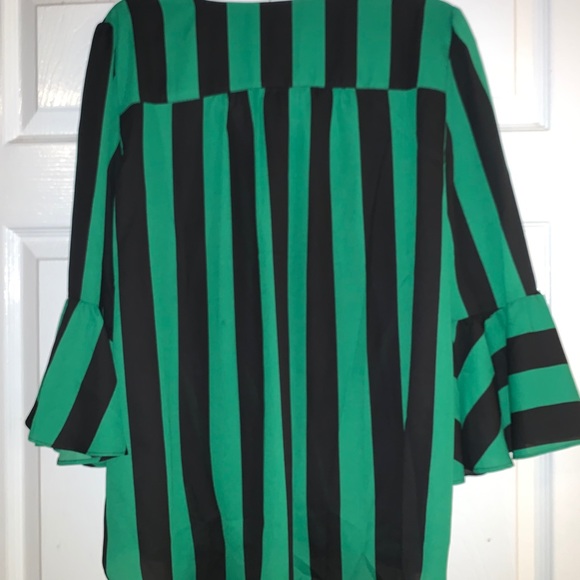 INC Striped Mock-Wrap Blouse - Picture 3 of 5